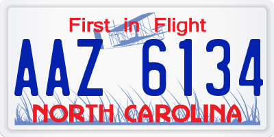 NC license plate AAZ6134