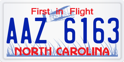 NC license plate AAZ6163