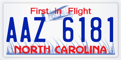NC license plate AAZ6181