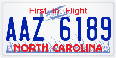 NC license plate AAZ6189