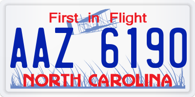 NC license plate AAZ6190
