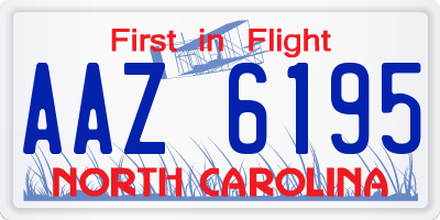 NC license plate AAZ6195