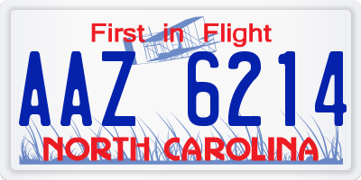 NC license plate AAZ6214