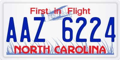 NC license plate AAZ6224