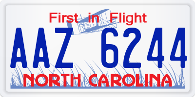 NC license plate AAZ6244