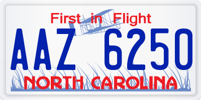 NC license plate AAZ6250