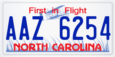NC license plate AAZ6254