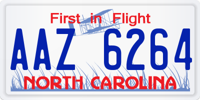 NC license plate AAZ6264