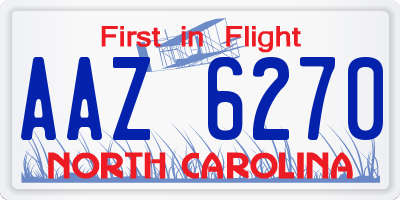 NC license plate AAZ6270