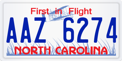 NC license plate AAZ6274