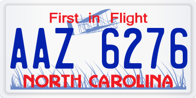 NC license plate AAZ6276