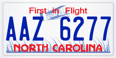 NC license plate AAZ6277