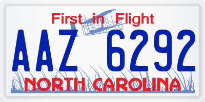 NC license plate AAZ6292