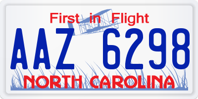 NC license plate AAZ6298