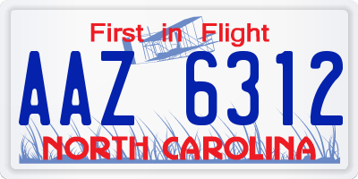 NC license plate AAZ6312