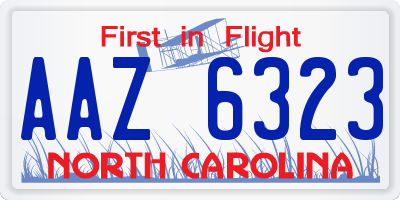 NC license plate AAZ6323