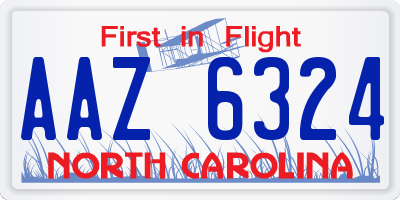 NC license plate AAZ6324