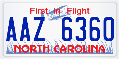 NC license plate AAZ6360