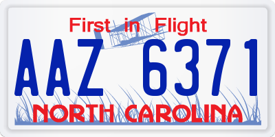 NC license plate AAZ6371