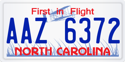 NC license plate AAZ6372