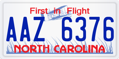NC license plate AAZ6376