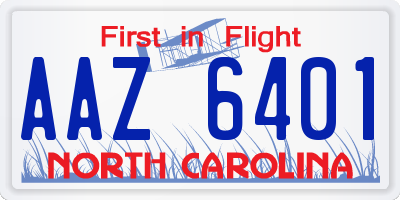 NC license plate AAZ6401