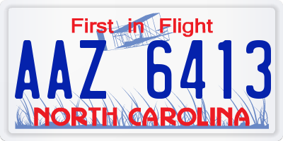 NC license plate AAZ6413