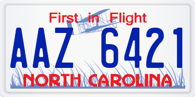 NC license plate AAZ6421