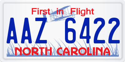 NC license plate AAZ6422