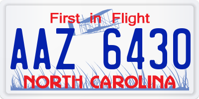 NC license plate AAZ6430