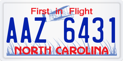 NC license plate AAZ6431