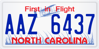 NC license plate AAZ6437