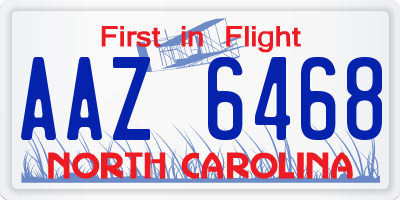 NC license plate AAZ6468