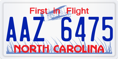 NC license plate AAZ6475