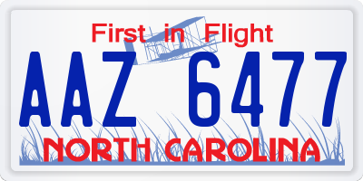 NC license plate AAZ6477