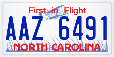 NC license plate AAZ6491