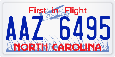 NC license plate AAZ6495