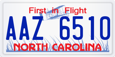 NC license plate AAZ6510