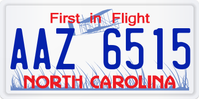 NC license plate AAZ6515
