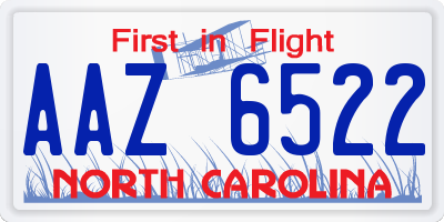 NC license plate AAZ6522