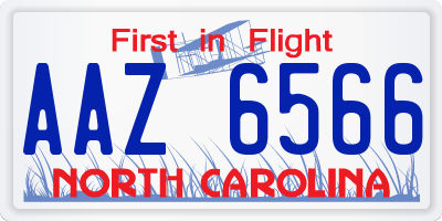 NC license plate AAZ6566