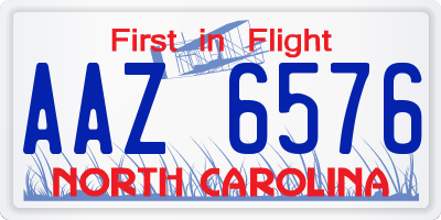 NC license plate AAZ6576