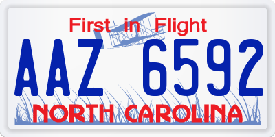 NC license plate AAZ6592