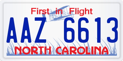NC license plate AAZ6613