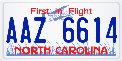 NC license plate AAZ6614