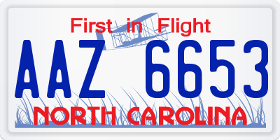 NC license plate AAZ6653
