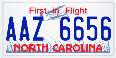 NC license plate AAZ6656