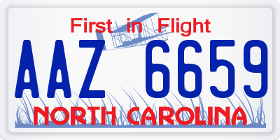 NC license plate AAZ6659