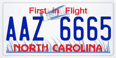 NC license plate AAZ6665