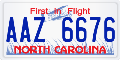 NC license plate AAZ6676